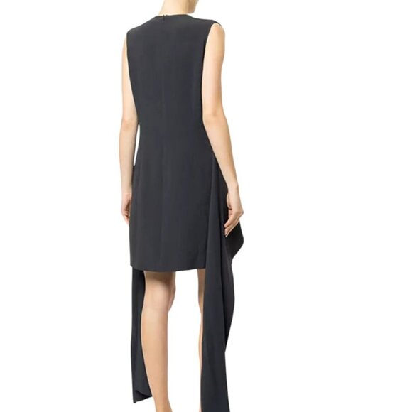 Stella McCartney Women’s 6 (42) Black Tiered Asymmetric Crepe Dress Elegant Midi - Picture 1 of 14